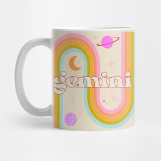 Gemini 70s Rainbow with Flowers Mug